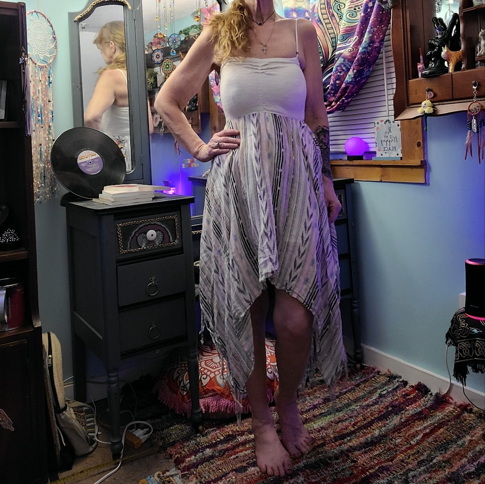 Billabong Boho Handkerchief Frindge Hem Sundress